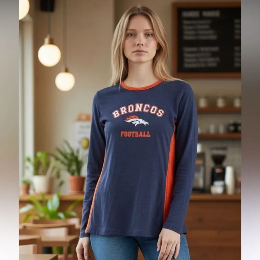 BRONCOS , team apparel, long sleeve shirt, medium. Like new